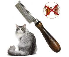 Onebarleycorn - Peigne Anti-puces,Peigne à Puces Peigne pour Chats Chiens Toilettage Peigne Brosse en Acier Inoxydable Pour Chiens à Poils Longs Barber Outils de Toilettage