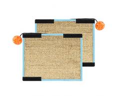 Vavopaw Griffoir en Sisal pour Chat Chaton, [2 Pièces] Tapis à Gratter et Griffer, Scratching Mat 12.4 x 9.64 Anti-Allergique, Tapis à Gratteur Protecteur de Meuble Jouet pour Chat – Jaune