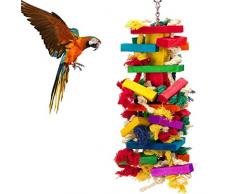 POPETPOP Jouets à Mâcher pour Oiseaux, Jouets en Bois pour Perroquet, Corde de Morsure en Bois Flexible pour Oiseaux Perruches Cockatiels et Oiseaux damour - Taille L