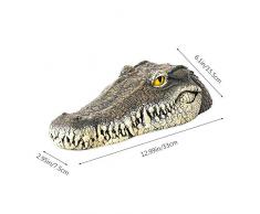 MOGOI Leurre d'eau Flottant en Crocodile, Leurre Tête D'alligator Flottant De 13 Pouces avec Yeux Réfléchissants pour Piscine, étang, Jardin Et Patio, 33x15,5x7,5cm