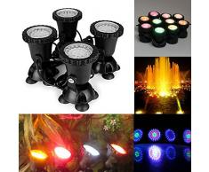 Lychee Ensemble de 4 36 LEDs IP68 Imperméable Projecteurs Sous-marins, Télécommande Amphibie Changer de Couleur Lumières Submersibles pour Jardin Étang Aquarium