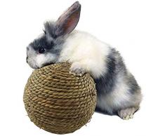 Gamloious 1 Petit Animal Jouet à mâcher Nettoyage des Dents de Balle Herbe Naturelle Chat Lapin Jouet Petites Dents de rongeurs Jouets Pet Supplies