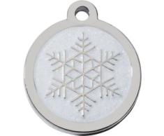 Personnalisé Médaille pour Animal domestique en forme de Flocon de Neige (Moyen) | SERVICE DE GRAVURE | Médaille pour Chien et Chat Personnalisée avec Design Coloré