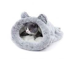PAWZ Road Sac de Couchage pour Chat Doux et Confortable, Corbeille pour Chat Niche Dôme Igloo 60 * 58cm (Gris Argenté)