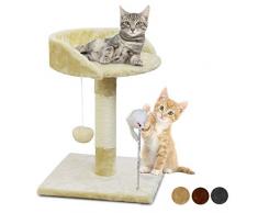 KORIMEFA Arbre à Chat Griffoir en Sisal pour Chat Tour à Griffer avec Pompon Suspendu et Jouet de Souris Centre dActivités (Beige)