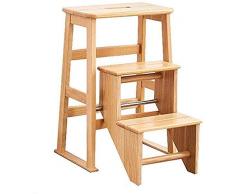 WJB Marchepieds, ménage 3-Step pliant Marchepied, en bois massif multi-fonction Jardinière, échelle en bois,noir Noyer