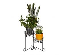 Relaxdays Porte plantes support pot de fleurs 3 étages 50 cm de hauteur décoratif, noir