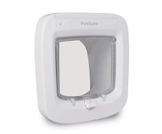 PetSafe - Chatière à Puce Électronique pour Chat Micropucé, Entrée Sélective, Facile à Installer, verrouillage manuel à 4 voies, économe en énergie, coupe-froid, pratique, blanche (nouvelle version)