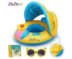 Jojoin Bouée Siège Gonflable Piscine - Bouée Bébé avec Lunettes Mignonnes et Réglable Auvent Gonflable, Été Bague De Natation Flottante pour Enfant Bébé pour 3 - 36 Mois