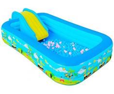 YSYSZYN Piscine pour Enfants Toboggan Gonflable Grande Piscine extérieure rectangulaire pour Enfants Piscine Centre de Loisirs familial-210x140x60CM