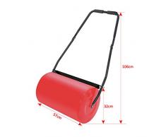 HENGMEI Rouleau à Gazon de jardin en métal avec poignée avec volume de remplissage 46L, Rouge