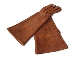 Exemplary Gardens Gants de Jardinage pour Les Hommes et Les Femmes. Chèvre Gants de Jardin en Cuir avec Une Longue Manchette de Peau de Vache pour protéger Vos Bras Jusquau coude (Moyen, Marron)