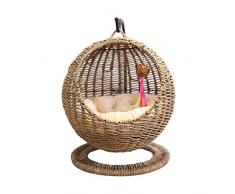 Zcx Lit for Chat, Chat Elevated tissé Bed Maison Panier Souple Coussin Dôme Panier, Lit Chat en Osier for Les Chats dintérieur, dété Mesh Cat Hamac Lit, Coussin Lavable avec (Couleur : 60 * 46cm)