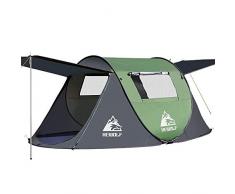 Hewolf Tente Camping Tente Instantannée pour 4-5 Personnes, Pop Up Ouverture Rapide Tente Automatique Tente Trekking UV Randonnée Plage Jardin Exterieur (4-5 Personnes)
