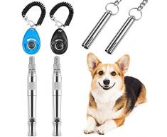 2 Ensembles Kits de Dressage pour Chiens Sifflet pour Chien avec Chaîne en Cuivre Clicker de Chien Entraînement avec Dragonne Réglable Sifflet Ultrasonique de Fréquence pour Formation des Chiens