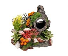 Nobby Casque avec Plantes Décoration pour Aquarium 13,5 x 11 x 12 cm