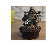 ZenLight Fontaine Bouddha Voyageur, Résine, Bronze, 17 x 17 x 22 cm