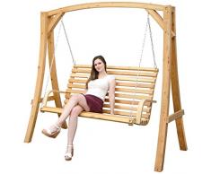 AMANKA Balancelle de Jardin 3 Places en Bois de mélèze canapé + Robuste Support pour l´accrochage balançoire pour Toute la Famille pour Le Jardin et la Maison