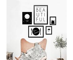 DIYthinker Rosée Froide Twenty Four Solaire Terme Motif Art Peinture Cadre Photo Rectangle en Bois Accueil Décorations pour Cadeau Medium Noir