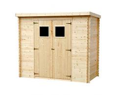 TIMBELA M310+M310G Abri de Jardin en Bois Exterieur Plus Les PLANCHERS - Chalet en Pin/épicéa- Toit Plat H200 x 118 x 223 cm/2.63m2