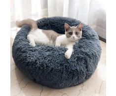 Panier en forme de donut en peluche pour animal domestique, chien, chat, rond, chaud et câlin, coussin orthopédique pour soulager et améliorer le sommeil, dessous antidérapant, lavable en machine