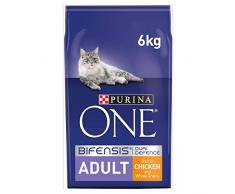 Purina One Nourriture Sèche pour Chat Adulte, Poulet et Grains Entiers - 6 kg