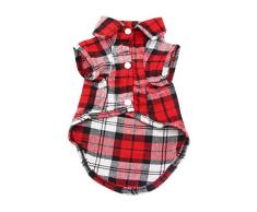 YAODHAOD Chemise à Carreaux pour Chien, Chemise à Carreaux pour Animaux de Compagnie Vêtements pour Chiens, Vêtements à Carreaux pour Chats Chemise Douce et Confortable (XS, Rouge)