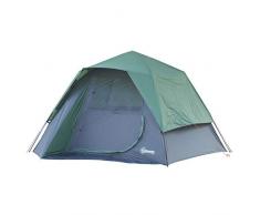 Outsunny Tente Pop up Montage instantané - Tente de Camping familiale 3-4 pers. - Grande Porte + 3 fenêtres - dim. 2,7L x 2,5l x 1,6H m Fibre Verre Polyester Oxford Bleu Vert