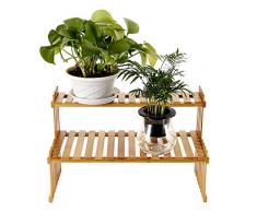 Support Plantes Bois Exterieur Interieur Etagère fleurs Echelle Escalier Porte-Plante ,Support en Pot avec 2 Tablettes Support Présentoire Pot Fleur Jardin Décorative Jardinière Balcon-47*21*30cm