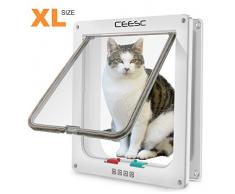 CEESC Grande chatière (Taille extérieure 28cm x 24.9cm), Verrouillage à 4 Voies Chatière pour Chats et Petits Chiens de circonférence