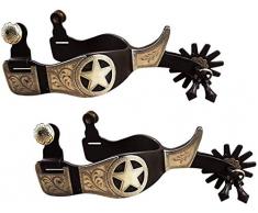 TXYFYP 1pair Western Antique Stimulant Équitation Ornements Équitation Équipement Durable - Noir, Free Size