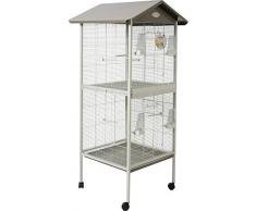 Zolux Mathilde Volière Intérieure/Extérieure pour Oiseau Exotique/Becs Crochus avec Grille de Séparation Taupe 62X 7X 150 cm