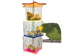 Boîte à nourriture pour oiseaux - Jouet pour perroquet, perruche, calopsitte, cacatoès gris africain, ara, amazon, inséparables, pinsons, canaris - Mangeoire pour oiseaux de petite et moyenne taille