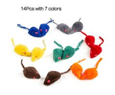 Yangbaga 14pcs Souris Jouet en Arc en Ciel Multicolorés Cadeau pour Chat-sans Yeux- 7 Coulleur Différente …