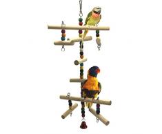Jouet d’échelle en bois pour perroquet, perruche, inséparables, calopsitte, conure, pinson ou ara gris africain
