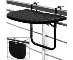Table de balcon tablette suspendue ajustable en hauteur - rabattable polyrotin noir