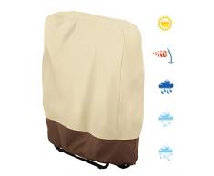 Comficent Housse Protection Chaise Pliante Imperméable, Couverture Bain de Soleil Extérieur Oxford 190T Anti UV, Bâche de Transat Jardin Anti-poussière 93x82cm (Beige-Cafe)