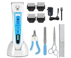 Tondeuse Chien Chat, Tondeuse Professionnelle Animal Électrique sans Fil Rechargeable Silencieuse et Étanche