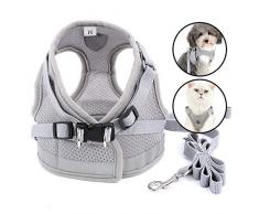 Zunea – Harnais et laisse anti-fuite pour chat et chien, réglable, réfléchissant, empêche de tirer, en maille souple rembourrée