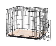 Pawhut Cage de Transport Pliante pour Chien poignée, Plateau Amovible, Coussin fourni 76 x 53 x 57 cm Noir