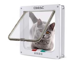 CEESC Porte Chatière Magnétique pour Animal Domestique avec Serrure à 4 Voies, 3 Tailles et 3 Couleurs - pour Chats, Chiots et Chiens de Petite Taille