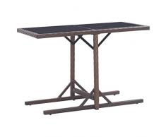 Tidyard Table de Jardin en Résine Tressée Style Moderne Marron 110x53x72 cm