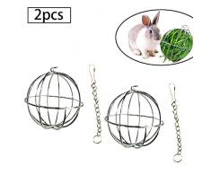 inherited 2 pièces Pet Herbe Boule en Acier Inoxydable,vBoule de Foin à Suspendre en Acier Inoxydable, Jouet pour Lapin Nain Hamster pour Petits Animaux Lapin,Hamster, Chinchilla,Cochons dInde