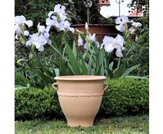Kreta Pot de fleurs en céramique fait main en terre cuite véritable Résiste au gel Différentes tailles 30-80 cm 34 cm