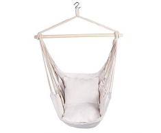 AFFEco Hamac chaise suspendue fauteuil balançoire chaise avec 2 oreillers pour jardin (blanc)