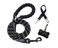 Laisse solide de 1,5 m pour chien avec poignée rembourrée confortable et fils réfléchissants