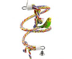 Jouet doiseau de Bungee de Corde, Petit Jouet de Perroquet de Taille Moyenne ou de Taille Moyenne Jouet Pure de Perle coloré Naturel de Perle de Cage