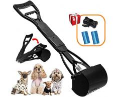 Mioke Pelle Ramasse Crottes pour Chien,Pliable 60 cm à Grande tête,poignée Facile à Presser et ressors Haute Tension pour Chien et Chat (Noir)