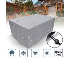 HYCZW Housse Salon De Jardin, Rectangulaire Tissu Oxford 210D Etanche Protection Protection De La Neige Anti-UV Antipoussiere Bâche pour Meubles De Jardin Table De Patio, Gris,210x140x80cm