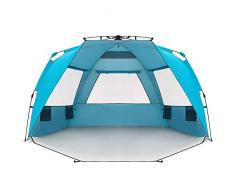 Easthills Outdoors Instant Shader Deluxe XL Easy Up Tente de plage pour 4 personnes UPF 50+ avec porche zippée, Bleu pacifique